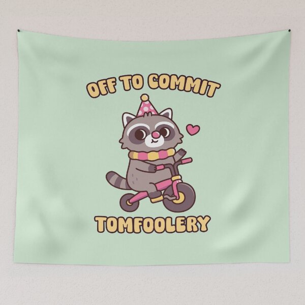 Item preview, Cute Raccoon Clown Off To Commit Tomfoolery designed and sold by rustydoodle.
