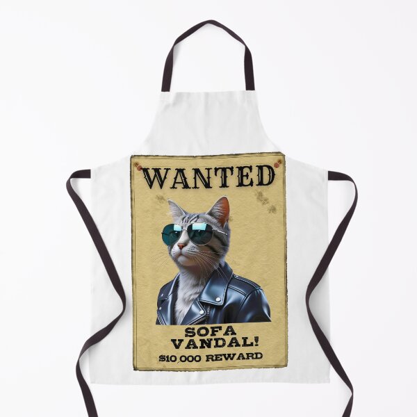 Item preview, Funny Silver Tabby Cat WANTED Poster – Cool Sunglasses & Leather Jacket Sofa Vandal designed and sold by Fredster1966.