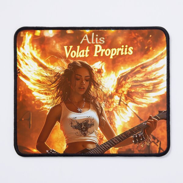 Item preview, Alis Volat Propriis – Fiery Phoenix Rock Goddess Guitar Art designed and sold by ArgentoArt.