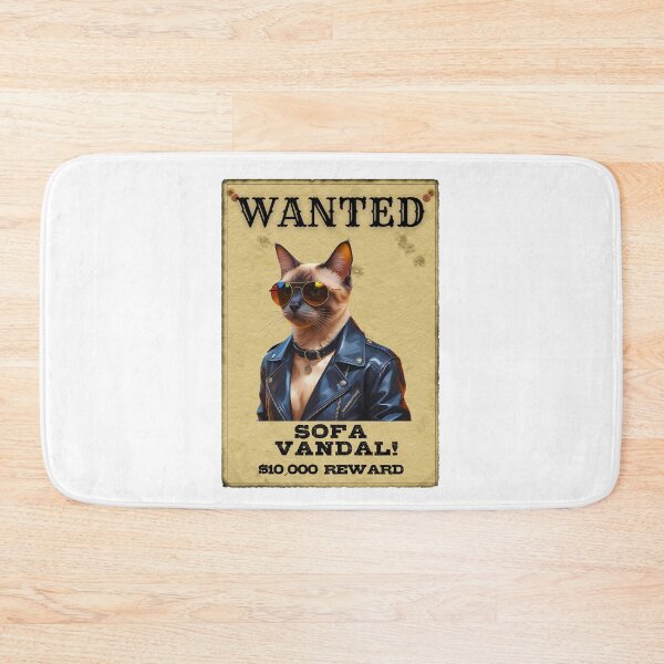 Item preview, Funny Siamese Cat WANTED Poster – Cool Sunglasses & Leather Jacket Sofa Vandal designed and sold by Fredster1966.