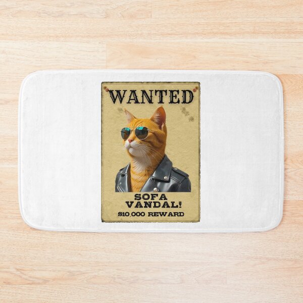 Item preview, Funny Orange Tabby Cat WANTED Poster – Cool Sunglasses & Leather Jacket Sofa Vandal designed and sold by Fredster1966.