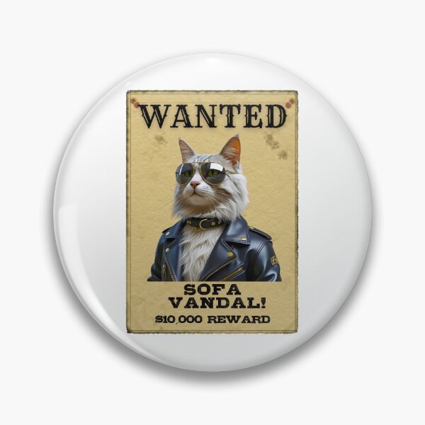 Item preview, Funny Domestic American Longhair Cat WANTED Poster – Cool Sunglasses & Leather Jacket Sofa Vandal designed and sold by Fredster1966.