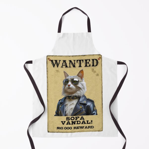 Item preview, Funny Domestic American Longhair Cat WANTED Poster – Cool Sunglasses & Leather Jacket Sofa Vandal designed and sold by Fredster1966.