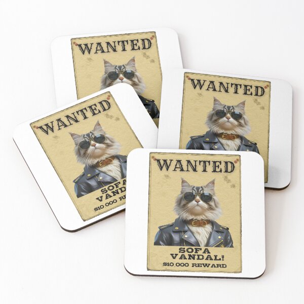Item preview, Funny Persian Cat WANTED Poster – Cool Sunglasses & Leather Jacket Sofa Vandal designed and sold by Fredster1966.