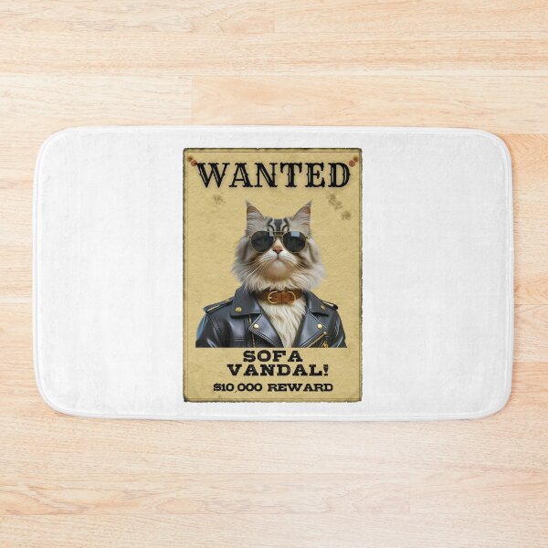 Item preview, Funny Persian Cat WANTED Poster – Cool Sunglasses & Leather Jacket Sofa Vandal designed and sold by Fredster1966.