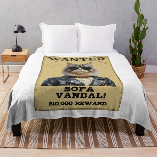 Item preview, Funny Persian Cat WANTED Poster – Cool Sunglasses & Leather Jacket Sofa Vandal designed and sold by Fredster1966.