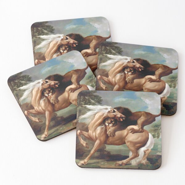 Item preview, George Stubbs A Lion Attacking a Horse 1762 Animal Painting designed and sold by Under-TheTable.