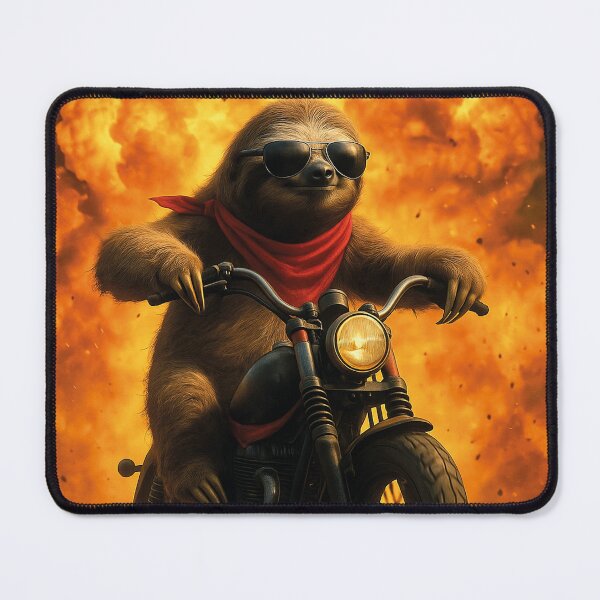 Item preview, Motorcycle spectacle, cool sloth as stuntman designed and sold by Mauswohn.