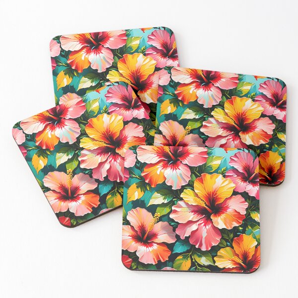 Item preview, Tropical Hibiscus Paradise – Vibrant Red, Pink & Yellow Floral Art designed and sold by AussieMuma.