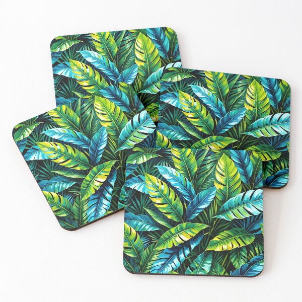 Item preview, Tropical Jungle Leaves – Vibrant Green & Blue Botanical Pattern designed and sold by AussieMuma.