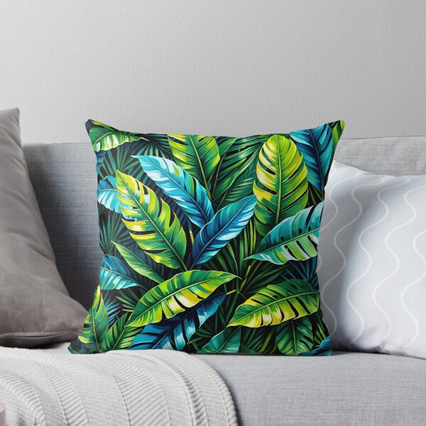 Item preview, Tropical Jungle Leaves – Vibrant Green & Blue Botanical Pattern designed and sold by AussieMuma.