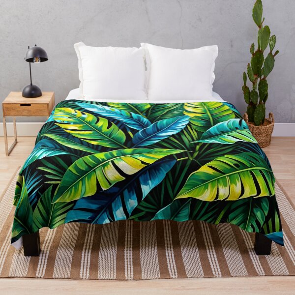 Item preview, Tropical Jungle Leaves – Vibrant Green & Blue Botanical Pattern designed and sold by AussieMuma.