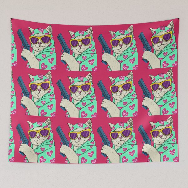 Item preview, Pew Pew Meow Meow – Funny Gun-Toting Cat in Shades designed and sold by Diltoons.