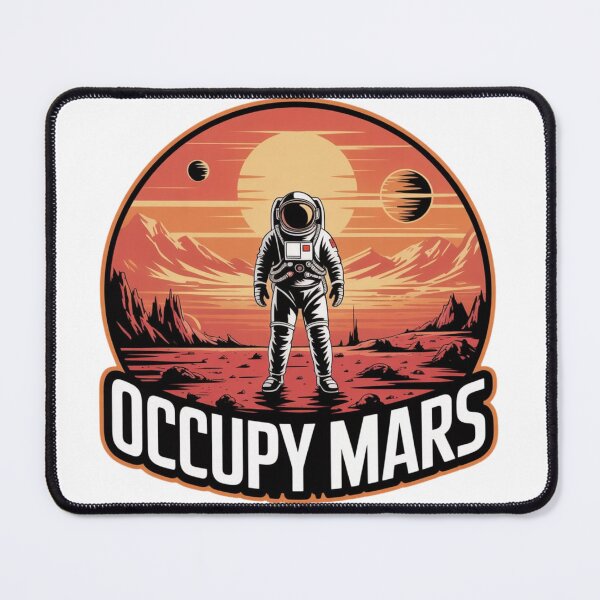 Item preview, Occupy Mars – Retro Sci-Fi Astronaut on Martian Landscape designed and sold by InspirePrints.CT.