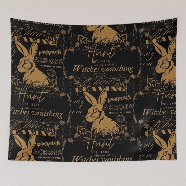 Item preview, Botanical Hare with 1486 Witch Hunt Folklore in Vintage Brown and Black Style designed and sold by SplashTastic.