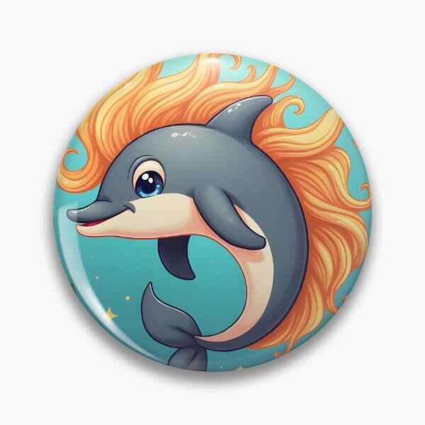 Item preview,  A smiling dolphin with a flowing, wavy mane designed and sold by Marcu Ioachim.