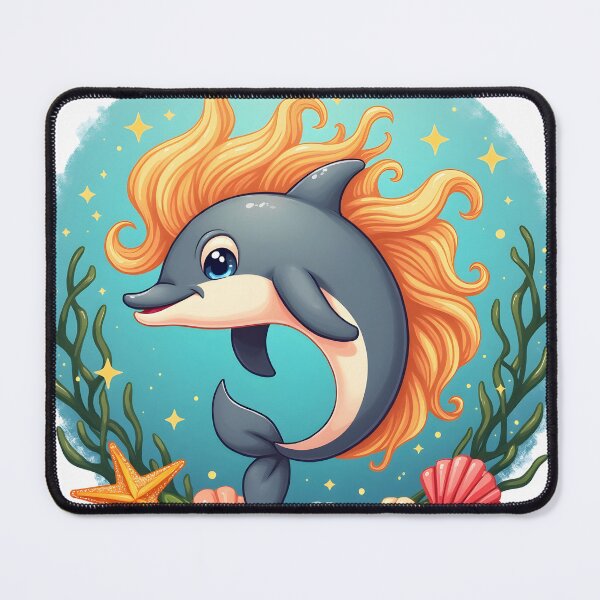 Item preview,  A smiling dolphin with a flowing, wavy mane designed and sold by Marcu Ioachim.