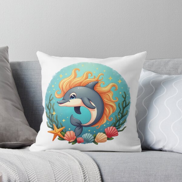 Item preview,  A smiling dolphin with a flowing, wavy mane designed and sold by Marcu Ioachim.