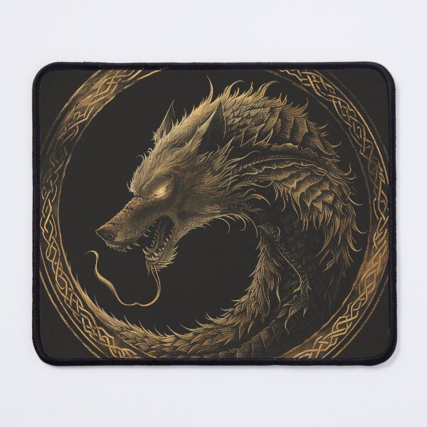 Item preview, Ouroboros of Valhalla – Golden Wolf-Dragon designed and sold by ArgentoArt.