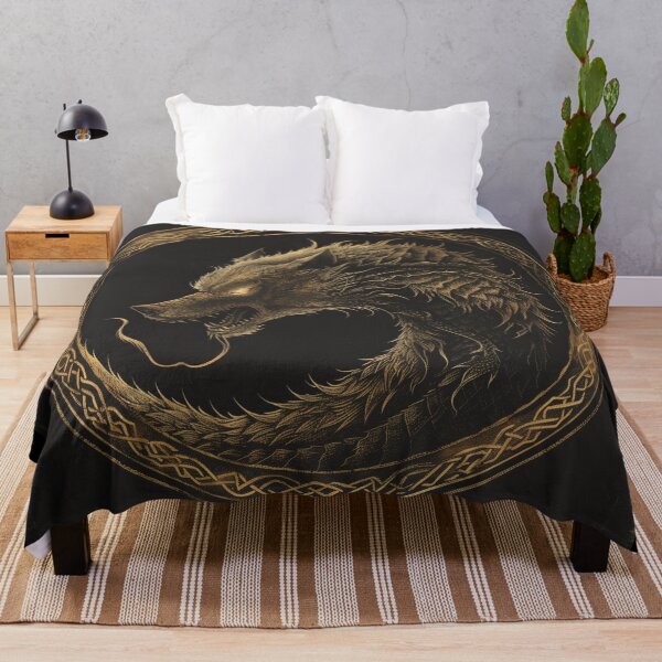 Item preview, Ouroboros of Valhalla – Golden Wolf-Dragon designed and sold by ArgentoArt.