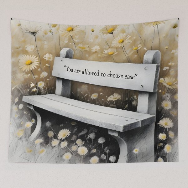 Item preview, You Are Allowed To Choose Ease, Surreal Botanical Sketch, Affirmation Art With Golden Shrub Daisy Flowers designed and sold by MoMidoStore.