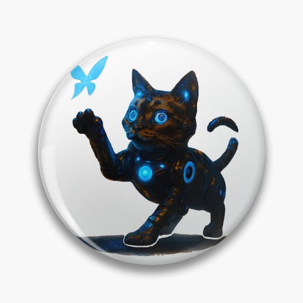 Item preview, Cyber Cat - Chasing Holographic Butterfly designed and sold by PufftailStudio.