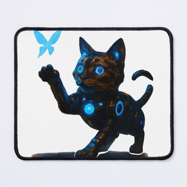 Item preview, Cyber Cat - Chasing Holographic Butterfly designed and sold by PufftailStudio.