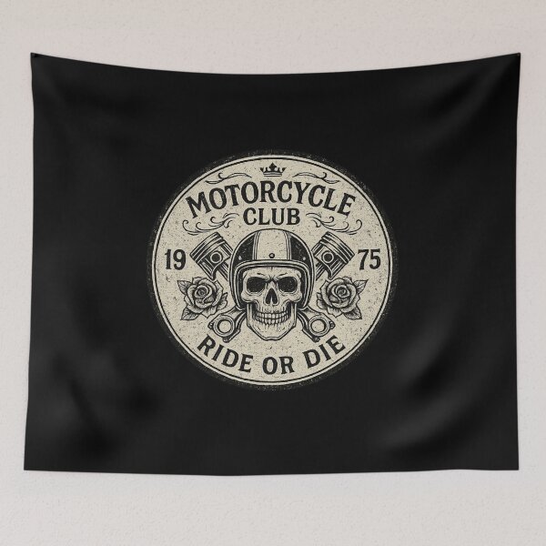 Item preview, Vintage Motorcycle Club – Ride or Die Skull Emblem designed and sold by Neon Nightmare.