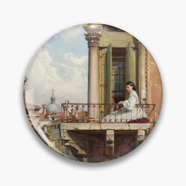 Item preview, Anna Passini on the Balcony of the Palazzo Priuli in Venice, 1866 By Ludwig Johann Passini designed and sold by Art Outlaws.