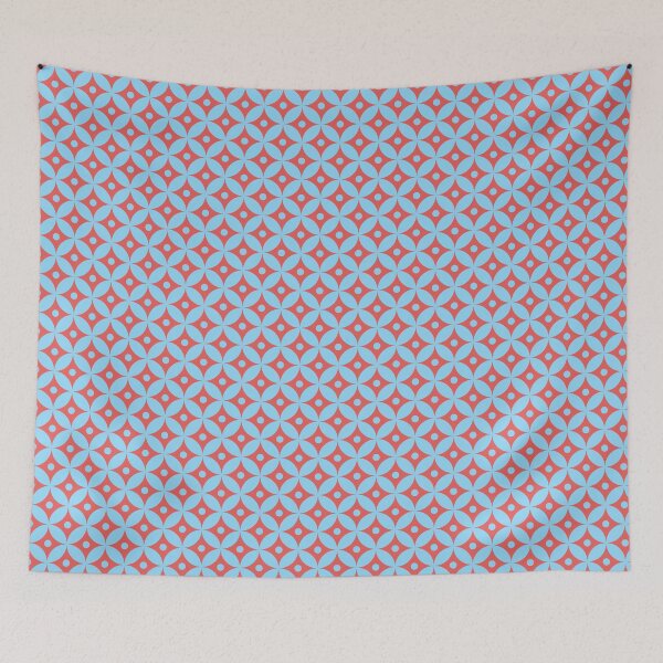 Item preview, Retro Light Blue Red Circle Diamond Geometric Pattern Medium Scale designed and sold by lamaddalena.