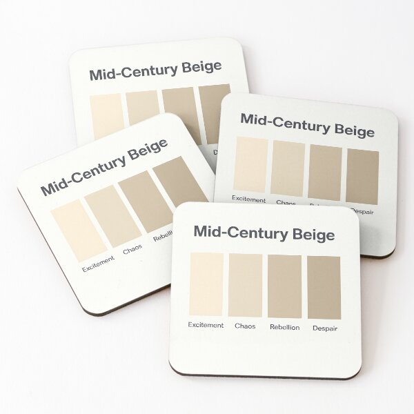 Item preview, Mid-Century Beige Emotional Swatches – Minimalist Satire Art Print designed and sold by WhisperFrame.