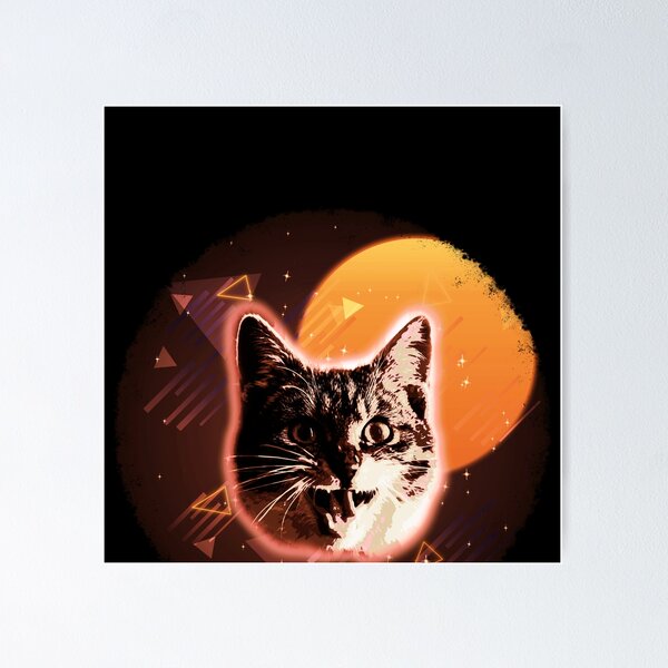 Item preview, Cat Face Shirt Trippy Disco Rave Neon 80s Retro Kitten Tee designed and sold by cgocgy.