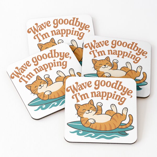 Item preview, Cat on Surfboard Waves Goodbye Nap designed and sold by Vortex shop.