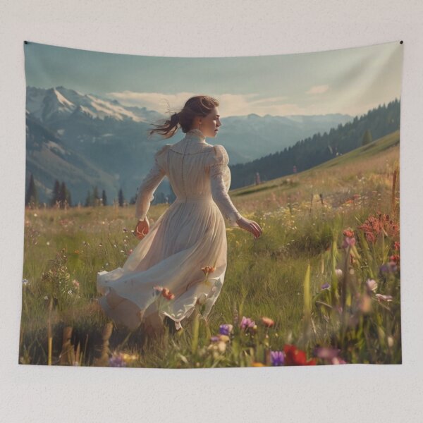Aperçu de l'œuvre Timeless Grace: Victorian Lady in Blooming Fields créée et vendue par BlareBlare.