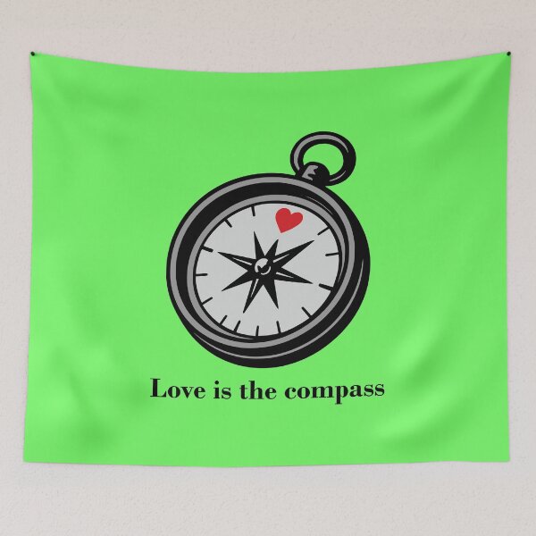 Item preview, Minimalist Compass Drawing with Heart Symbol designed and sold by Ovitees.