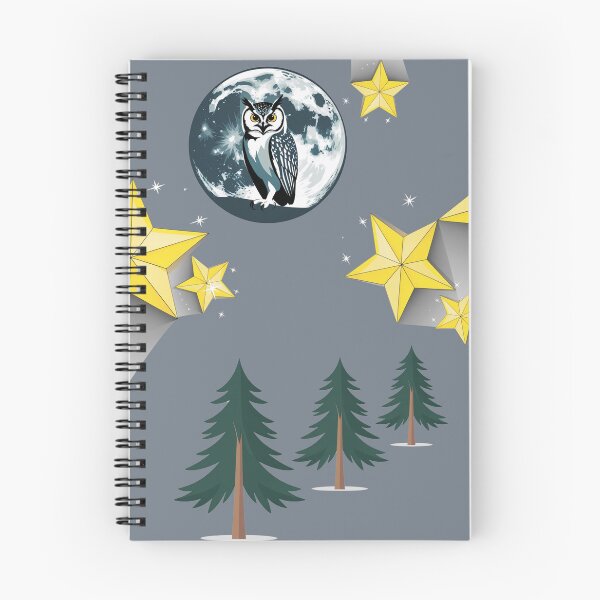 Item preview, An owl chilling under the moonlight, surrounded by golden stars and pine trees, probably plotting its next wisecrack or just judging the world silently. designed and sold by AddyTae.