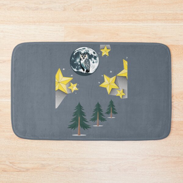 Item preview, An owl chilling under the moonlight, surrounded by golden stars and pine trees, probably plotting its next wisecrack or just judging the world silently. designed and sold by AddyTae.