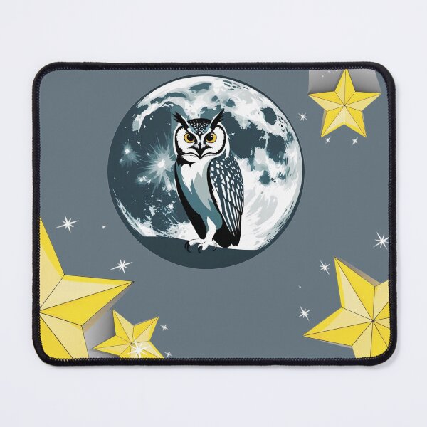 Item preview, An owl chilling under the moonlight, surrounded by golden stars and pine trees, probably plotting its next wisecrack or just judging the world silently. designed and sold by AddyTae.