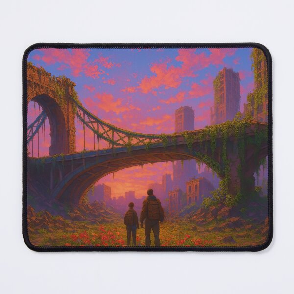 Item preview, Post Apocalyptic Bridge Sunset Overgrown Cityscape designed and sold by ArtComixHaven.