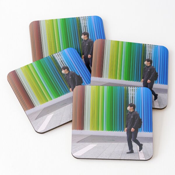 Item preview, Lone salaryman passing by the “100 Colors No. 53” art installation at Takanawa Gateway Station in Tokyo, Japan designed and sold by Pix4Japan.