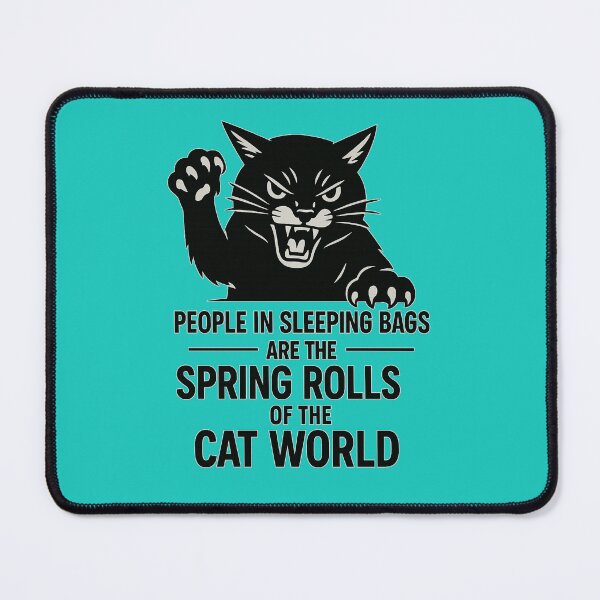 Item preview, Funny Cat Camping T-Shirt – People in Sleeping Bags Are the Spring Rolls of the Cat World designed and sold by Neon Nightmare.