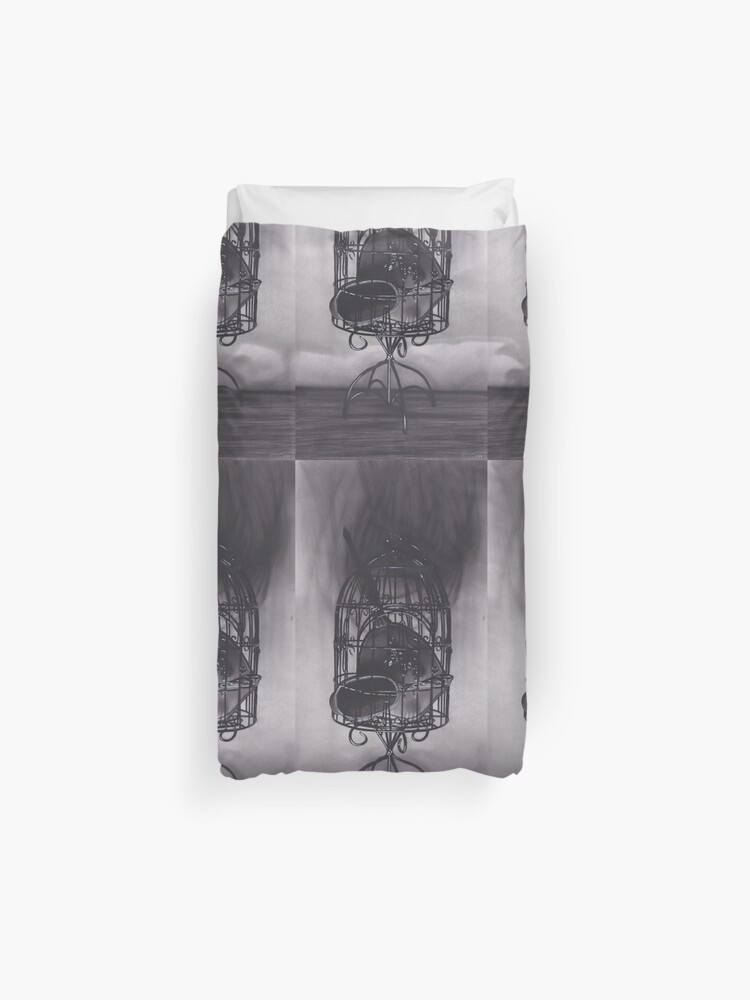 Realism Charcoal Drawing Of Mirrors In Birdcage Duvet Cover By
