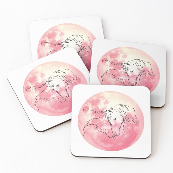 Item preview, Two Horses Under the Full Moon – Elegant Night Scene Design designed and sold by Merymer.