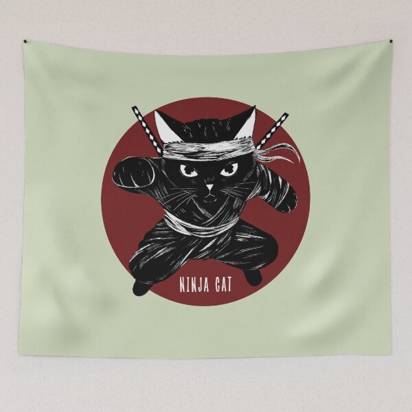 Item preview, Ninja cat with katana designed and sold by tobesreew.