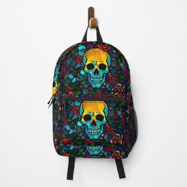 Item preview, Halloween Teal Stained Glass Skull and Rose Pattern & Cemetery Seamless Pattern  designed and sold by TheGaliyaStudio.