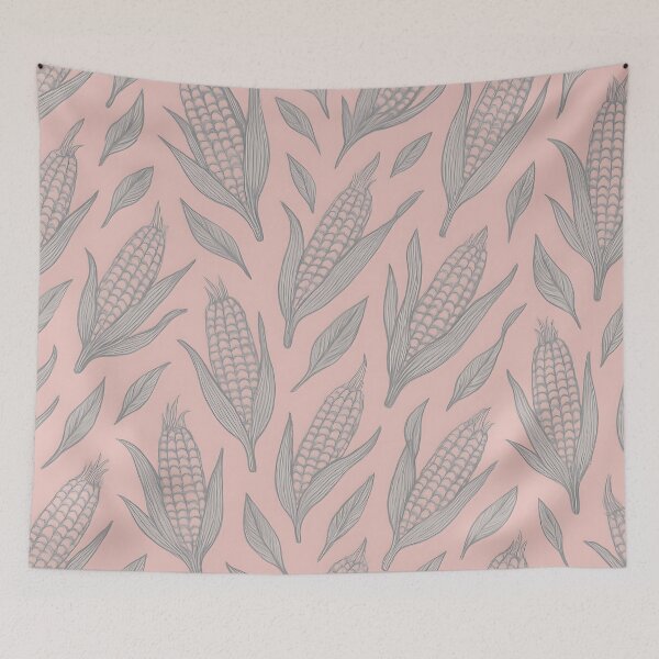 Item preview, Grey Corn Cob Seamless Pattern on Pink designed and sold by SassyArtistry.