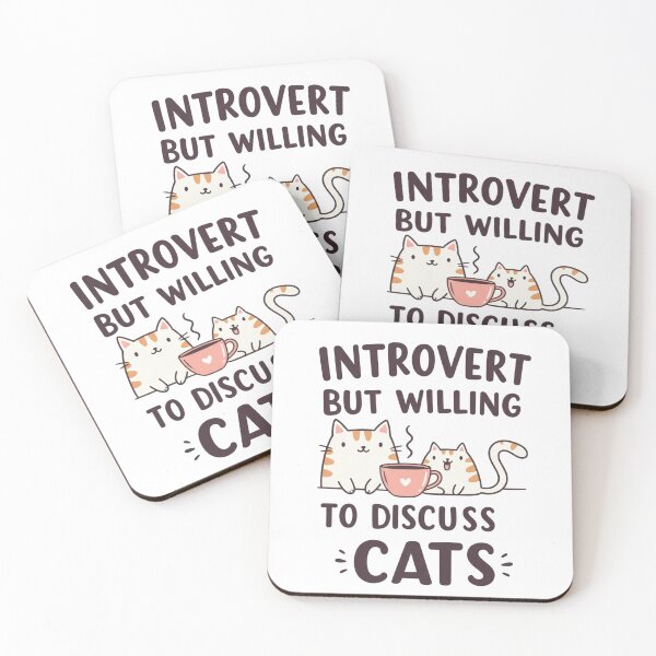 Item preview, Introvert But Willing to Discuss CATS | Funny Cat Lover Gift | Cute & Socially Awkward Cat Quote | Cozy & Kawaii Pet Owner Design | Coffee & Kittens designed and sold by Colorful-Garden.