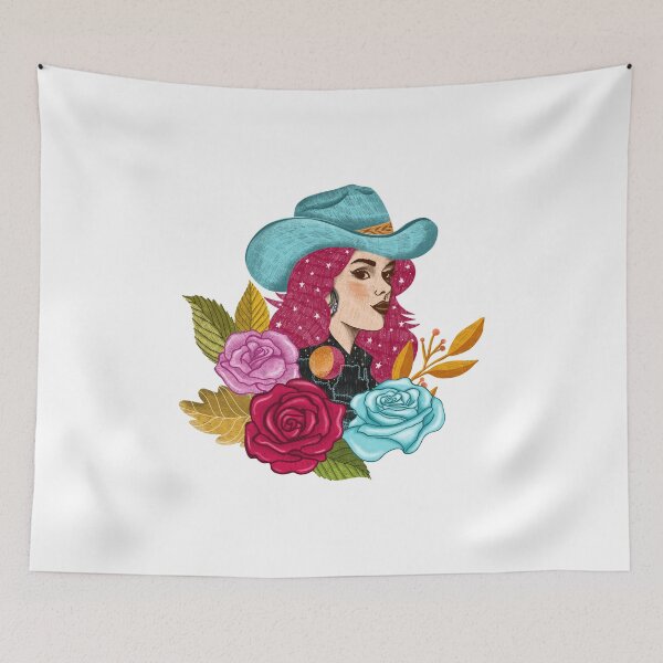 Item preview, Colorful Cowgirl with Roses designed and sold by pinkyfish1010.