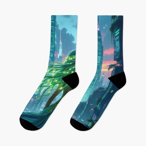 Item preview, Solarpunk Empress – Neon City Skyline Eco-Future Portrait Art designed and sold by artmanikin.