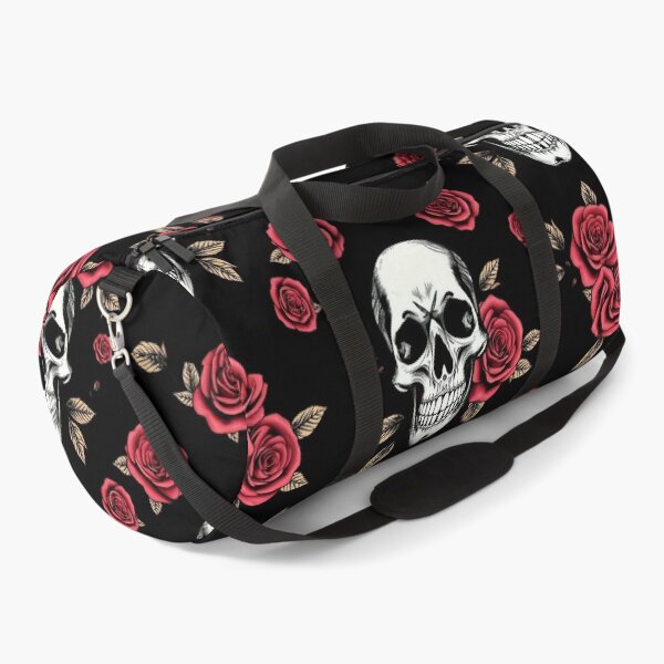 Item preview, Gothic Black Background Skull and Roses Pattern & Halloween Cemetery Seamless Pattern  designed and sold by TheGaliyaStudio.